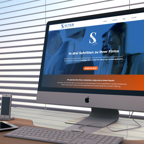 Interface website with the title 'Web Design Concept / Landing page for Start Up Businesses'