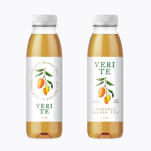 Tea label with the title 'label organic mango tea'