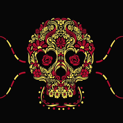 Skull design with the title 'design for women's compression shorts'