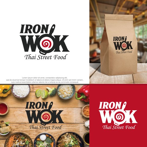 Fast food logo with the title 'Iron Wok - Thai Street Food'