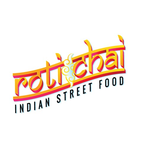 Street food logo with the title 'Logo with Banner Style for Roti Chai Indian Street Food'