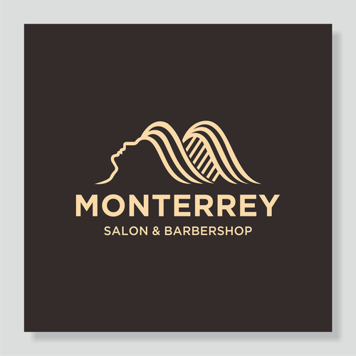 Barbershop logo with the title 'Logo concept for Monterrey Salon & Barbershop'