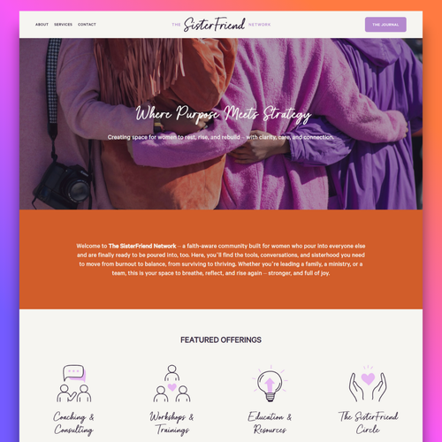 Illustrator design with the title 'Brand & Website for The SisterFriend Network'