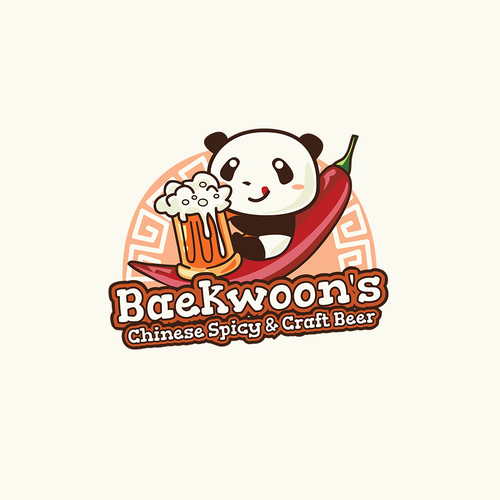 Chili pepper logo with the title 'The Winning Logo for Baekwoon's'