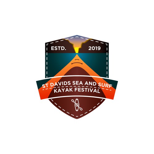 Kayaking logo with the title 'Landscape badge for St Davids Sea and Surf Kayak Festival'