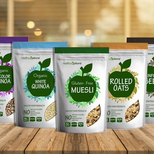 Healthy food design with the title 'Healthy food products label'