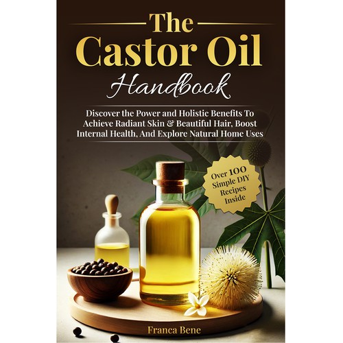 Recipe book cover with the title 'Book Cover for the Castor oil Handbook'