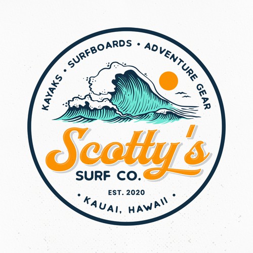 Vintage surf logo with the title 'Scotty's Surf Co.'