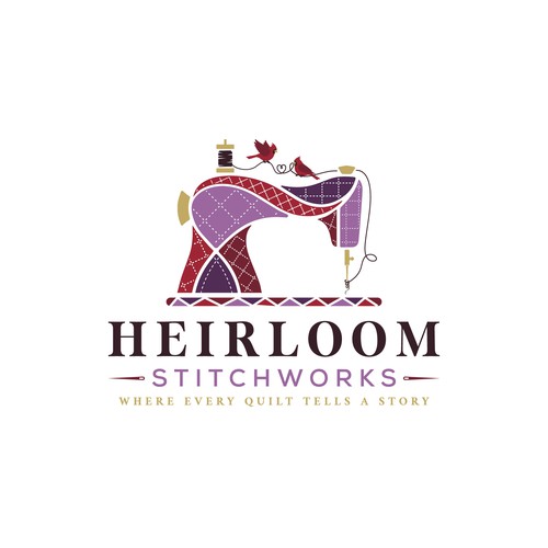 Quilting logo with the title 'Heirloom Stitchworks'