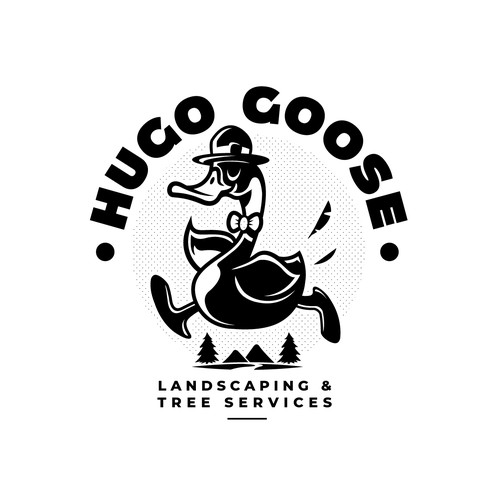 Farm logo with the title 'Hugo Goose'