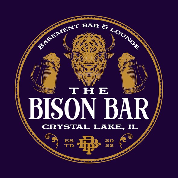 Beer glass logo with the title 'The Bison Bar'
