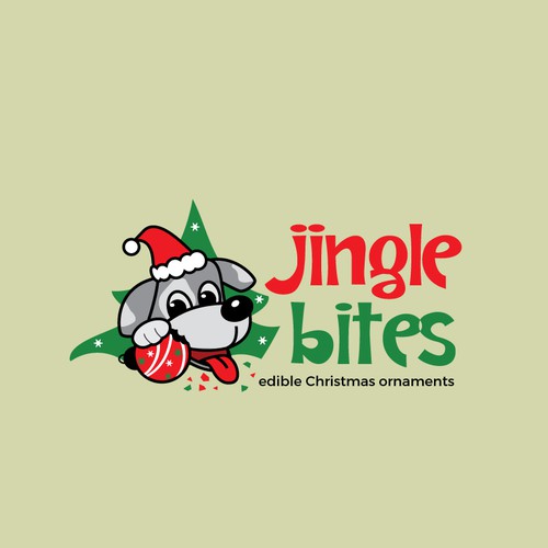 Christmas logo with the title 'cute dog christmas theme logo'