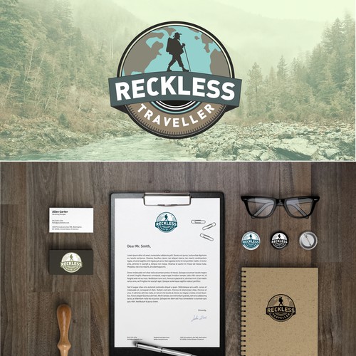 Badge brand with the title 'logo concept for traveler blog'