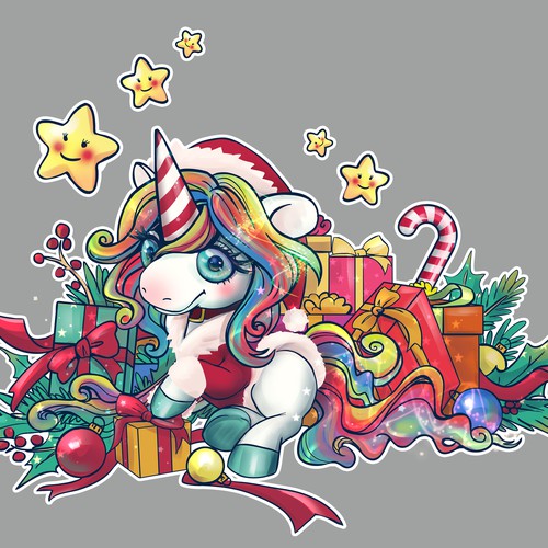 Present design with the title 'Xmas Unicorn'