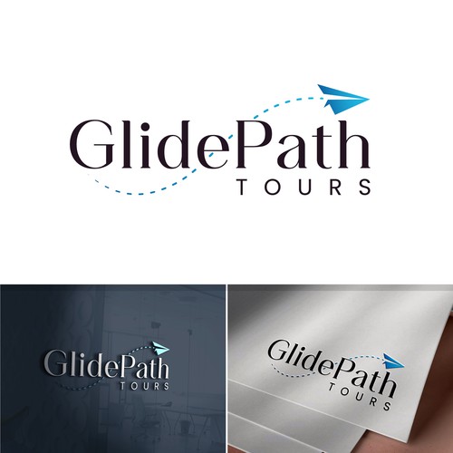 Paper plane design with the title 'Logo design concept for GlidePath Tours'