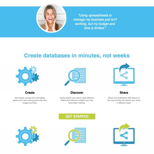 Database design with the title 'Icon designs for a website'