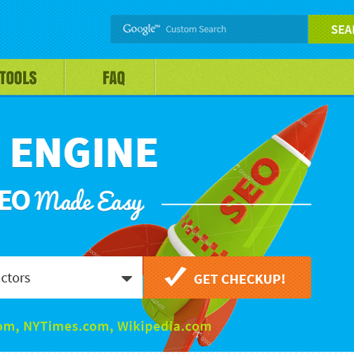 Marketing website with the title 'website design for seo site checkup'