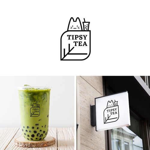 Tea shop logo with the title 'boba tea shop logo'