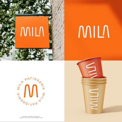 Coffee logo with the title 'MILA - Patisserie branding'