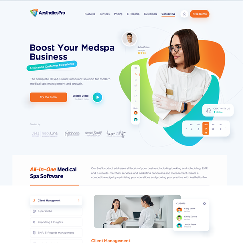 Homepage website with the title 'Medispa SAAS Startup landingpage '
