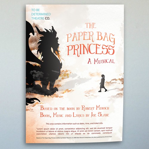Princess design with the title 'Poster for the musical "The Paper Bag Princess"'