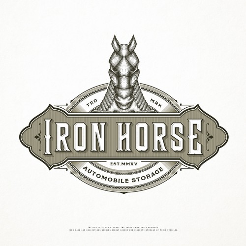 Detailed logo with the title 'Iron Horse exotic car sale'
