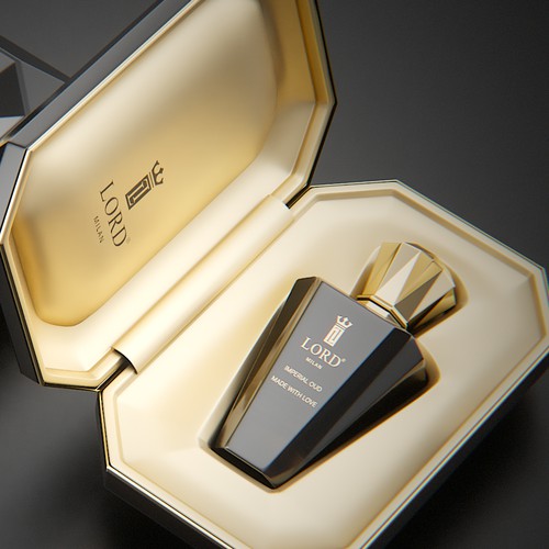 Perfume design with the title 'Luxury perfume box design'