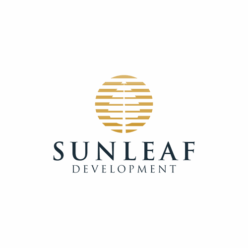 Sun brand with the title 'Sunleaf Development logo concept'