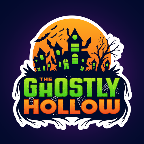 Halloween logo with the title 'The Ghostly Hollow'
