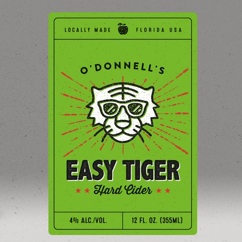 Cider label with the title 'Easy Tiger - Hard Cider'