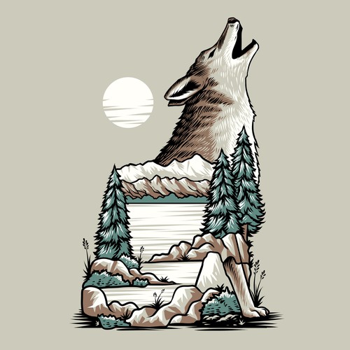Wolf t-shirt with the title 'Howling Coyote'