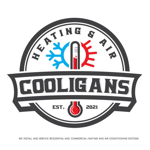 Industrial logo with the title 'Cooligans Heating & Air'