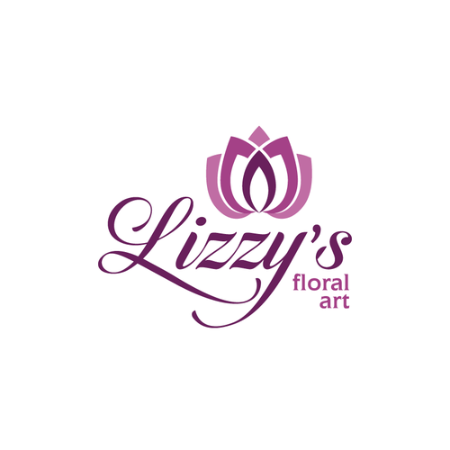 Black and purple logo with the title 'Lizzy's floral art Logo'