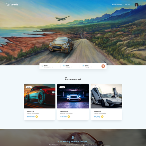 Travel agency design with the title 'New Landing Page for Startup'