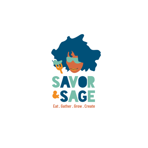 Turquoise logo with the title 'Logo Savor & Sage'