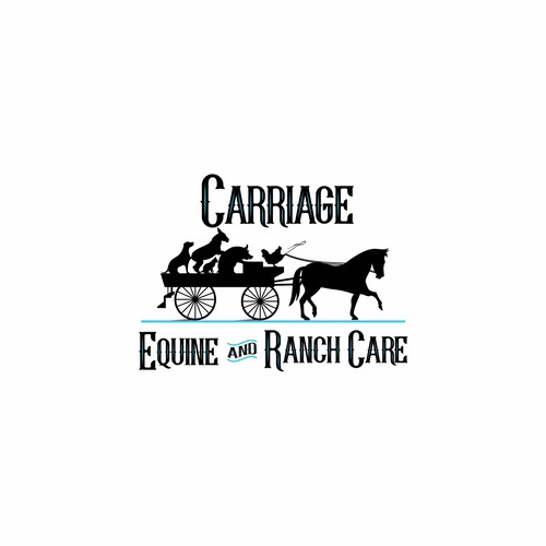Horse car logo with the title 'Carriage Equine and Ranch Care'