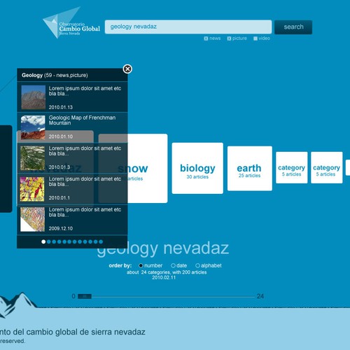 Search engine design with the title 'Website for a global change monitoring programme in Spain'