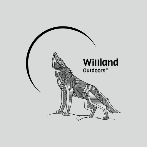 Wolf artwork with the title 'WillLand Outdoors Logo Design '