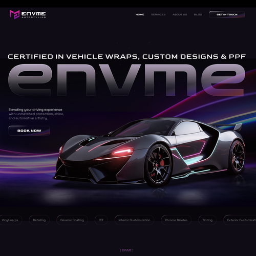 Automotive website with the title 'Interactive Framer Website'