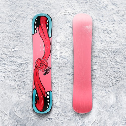 Lips design with the title 'Kissing Snowboard for Active Sports'