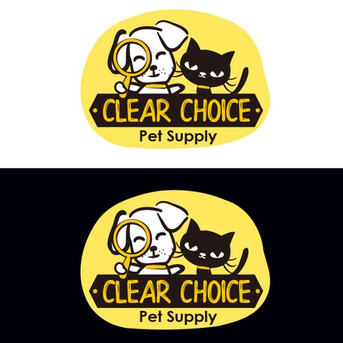 Kitten logo with the title 'Animals pet shop. Dog and cat'