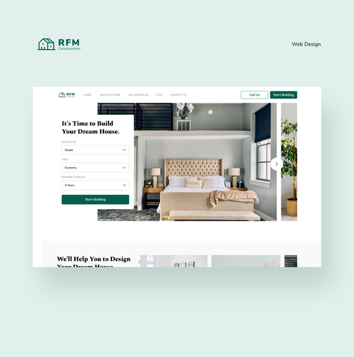 Architecture website with the title 'Minimalist Web Design Concept for RFM'