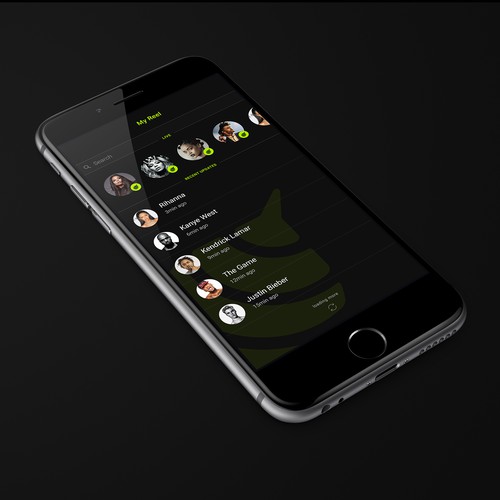 Contrast design with the title 'Buzzreel app design'