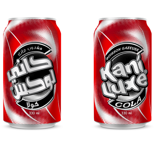 Red label with the title 'a Cola can design'