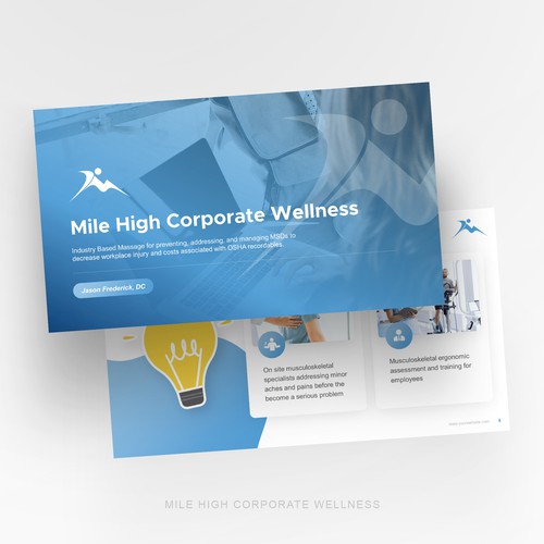 Keynote design with the title 'Fitness & wellness corporate presentation design'