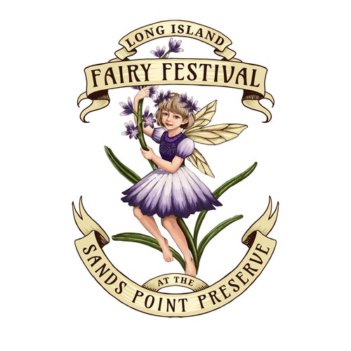 Elf logo with the title 'Long Island Fairy Festival at the Sands Point Preserve logo'