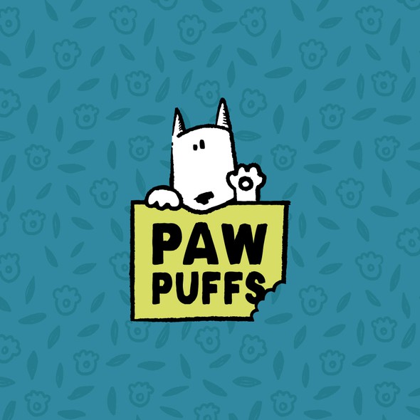 Pet food logo with the title 'Hand-drawn Dog Treat Logo'