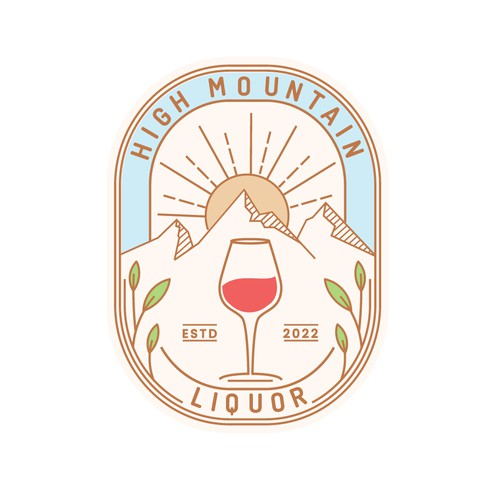 Mountain design with the title 'High Mountain liquor '