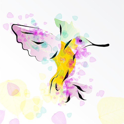 Brush illustration with the title 'Tropical bird illustration for fashion t-shirt'