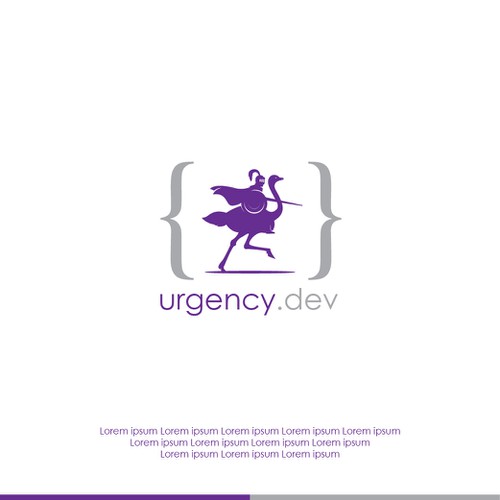 Ostrich logo with the title 'Concept logo design for "urgency.dev"'